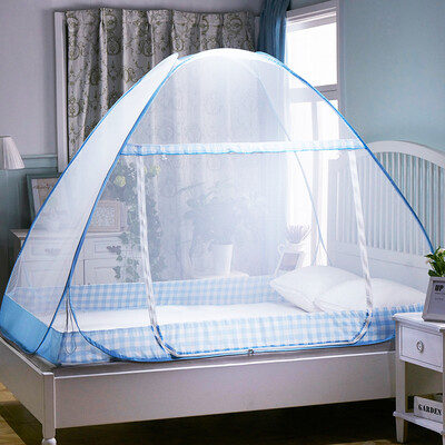 

Jiuzhou deer mosquito net home textile yurt zipper bottomed mosquito net free installation folding wire nets Yinglunge blue 12 m bed