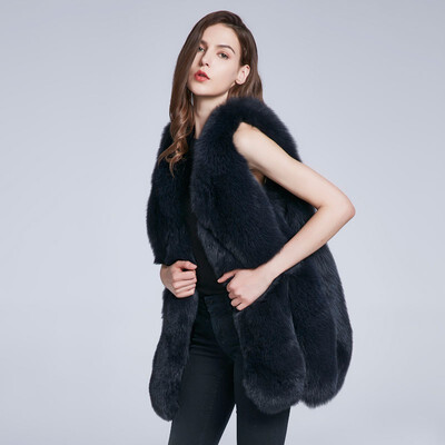 

Natural Fox Fur Jacket Womens Fur Vest Winter coat female Genuine Leather Jacket Fur Tanker 2018 New Sleeveless Warmer Seat