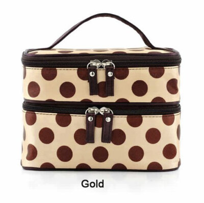 

Fashion Women Portable Cosmetic Retro Dot Pattern Beauty Makeup Hand Case Bag