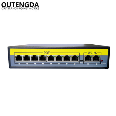 

250m 10-Port Extend PoE Ethernet Switch with 8 Ports PoE 2 Uplink 10100Mbps IEEE 8023afat Standard Switch 140W External Power