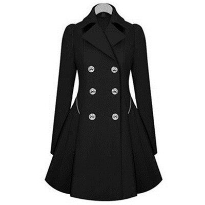 

Womens 2018 New Slim Thin Coat Long-sleeved Double-breasted Trench Coat Tops Office Lady Winter Trench Outwear