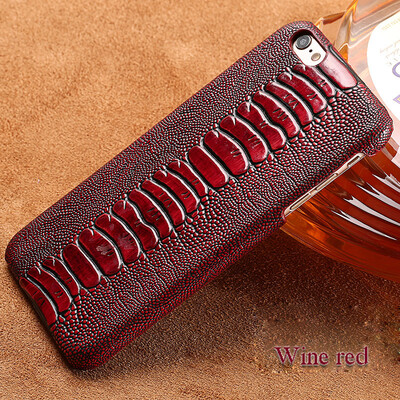 

Genuine Leather Phone Case For iPhone 6 6S Plus Case Ostrich Foot Texture Back Cover For X 7 8 Plus Case