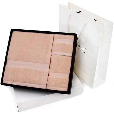 

Sanli Class A non-twist yarn cotton square towel 3 sets of light brown high-level gift box