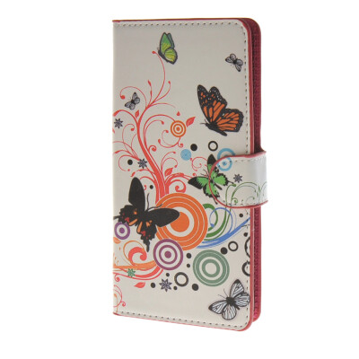 

MOONCASE Butterfly style Leather Side Flip Wallet Card Slot Stand Pouch чехол для Wiko Ridge 4G a02