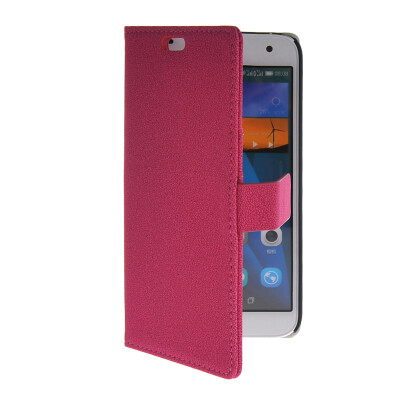 

MOONCASE Slim Leather Side Flip Wallet Card Slot Pouch with Kickstand Shell Back Case Cover for Huawei Ascend G7 Hot pink