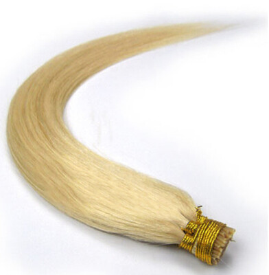 

100 Stands 16"-26" Real Human Hair Extensions Straight Keratin Stick I-Tip Lightest Blonde Color613 100g