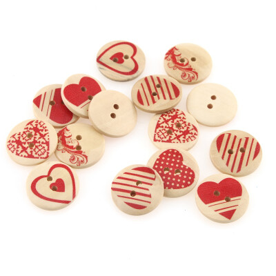 

mymei 1 Bag 100pcs Mixed Pattern Wooden Buttons Fit Sewing and Scrapbook 20mm