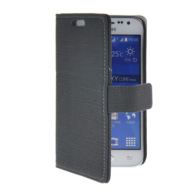 

MOONCASE High quality Leather Side Flip Wallet Card with Kickstand Case Cover for Samsung Galaxy Core Prime G3608 Black