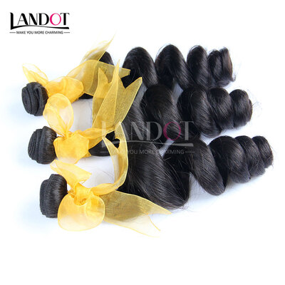

8A Indian Virgin Hair Loose Wave Natural Black Unprocessed Human Hair Weaves 4 Bundles Lot Indian Curly Wavy Remy Hair Extensions