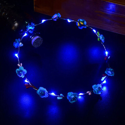 

Wedding Xmas Party Women Girls LED Light Up Flower Headband Hair Wreath Garland