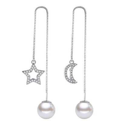 

Moon And Star Long Drop Earrings For Women Vintage Fashion Jewelry Accessories High Quality Cubic Zirconia WHEG44