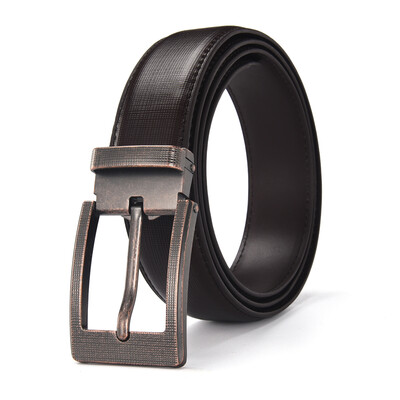 

Xhtang Fashion Mens Belt Metal Pin Buckle Belt Genuine Leather Belt Wild Plaid Jeans Belt