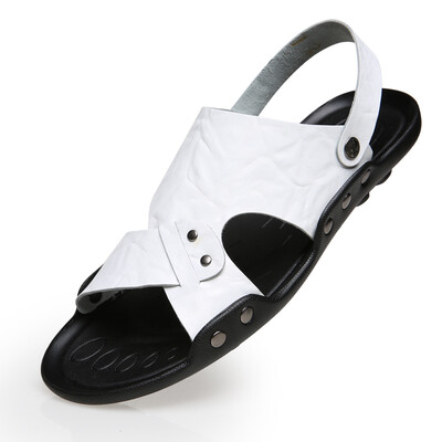 

2018 Summer New Style Fashion Leather Sandals Slip Plus Size Sandals&Slippers Beach Shoes