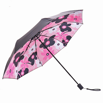 

Paradise umbrella full shading vinyl transfer water wood Tsinghua tri-fold small black umbrella umbrella umbrella sun pink 30608DLCJ