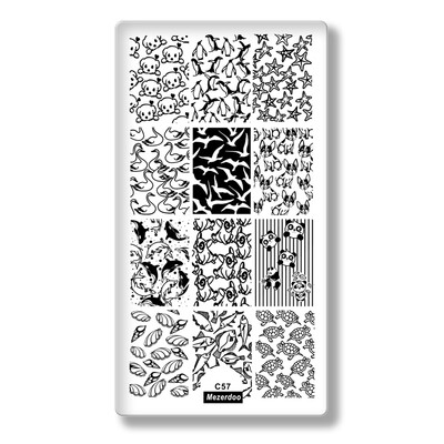 

Mezerdoo Summer Theme Rectangle Nail Stamping Plates Icecream Love Star Flower Pattern Nail Art Stamp Template Image Plate C56