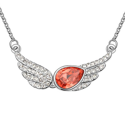 

High Quality Vintage Wings Necklace Crystal from Austrian Elements Women Fashion Jewelry White Gold Plated 13309