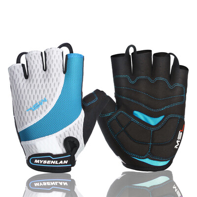 

Meissenlan MYSENLAN cycling gloves female half finger summer short finger bicycle gloves mountain bike bicycle riding equipment SD30 white blue M