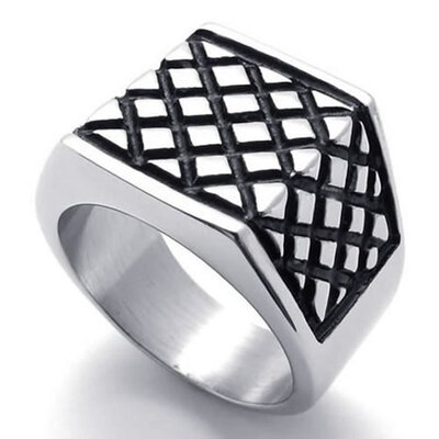 

Hpolw men Black&white stripes Stainless Steel Mens Geometry men RingWidth18mm 071 inches