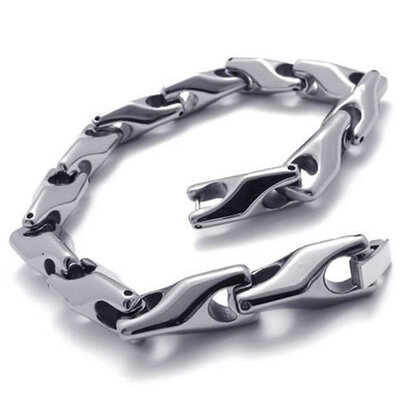 

Hpolw Fashion bracelet Tidal current male Mens Tungsten steel Link Bolt buttoned Bracelet - Silver - 82 Inch