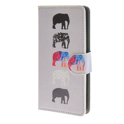 

MOONCASE Elephant style Leather Side Flip Wallet Card Slot Stand Pouch Case Cover for LG Optimus C70 H440 / a14