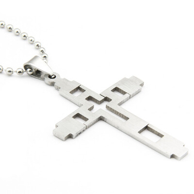 

Hpolw Fashion Men Silver Stainless Steel Cross Pendant Necklace Chain Gift - With 23 Inch Chain