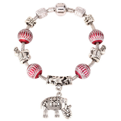 

Tibetan Silver Plated Bracelet 2015 New Trendy Vintage DIY Beads Jewelry Wholesale Cute Elephant Charms Bracelet For Women