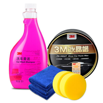 

3M PN39527 crystal car wax decontamination glazing protection car paint new car for new upgrade car wash shampoo PN38090 neutral formula does not hurt car paint concentrated formula with sponge towel