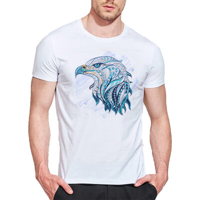 

Mens O Round Neck Casual Short Sleeves Fashion Cotton T-Shirts Owl Head Digital Print