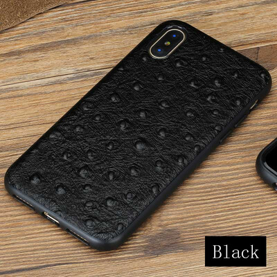 

Genuine Leather Phone Case For iPhone X Ostrich Texture Back Cover For 6 6S 7 8 Plus Cases