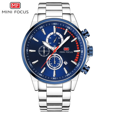 

MINI FOCUS Fashion Stainless Steel Strap Sports Men Quartz Watch MF0085G
