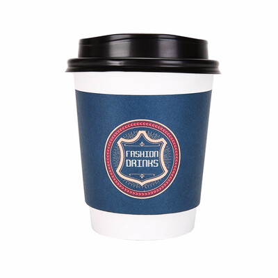 

OTOR 240ml380ml470ml Paper Cups Two Layers Heat-Insulated Disposable Cup with Cover for Coffee&Beverages 500pcs