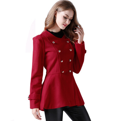 

BURDULLY Winter Jacket Women 2018 Fashion Spring Autumn Coat Short Slim Ladies Double Breasted Jackets Red Abrigo Mujer Vintage