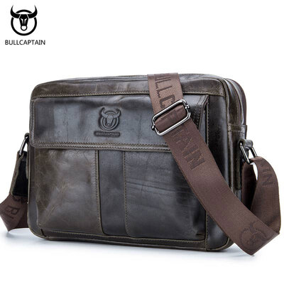

BULLCAPTAIN Mens Briefcase Leather Genuine Leather Men Bag Men Shoulder Bags Mens Crossbody Bag Brand Crossbody bag