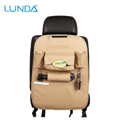

LUNDA Leather Car Seat Back Folding Portable Storage Bag Multi-Use Car Organizers Black Car Portable Storage Bags Car Organizer Tr