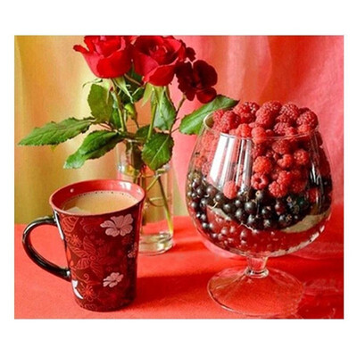

UpperX DIY 5D Diamond Painting Embroidery Cross Crafts Stitch Kit Home Wall Decor Coffee rose fruit