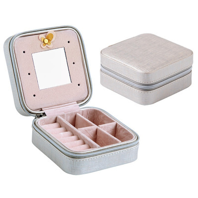 

YINUO Womens Mini stud earrings rings Jewelry Box Useful Makeup Organizer With Buckle Travel Portable Jewelry Box