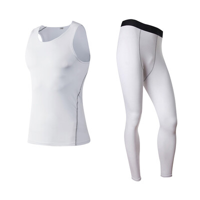 

Running Set Wicking Sport Suit Sleeveless Vest T-Shirt Pant Gym MenS Sportswear