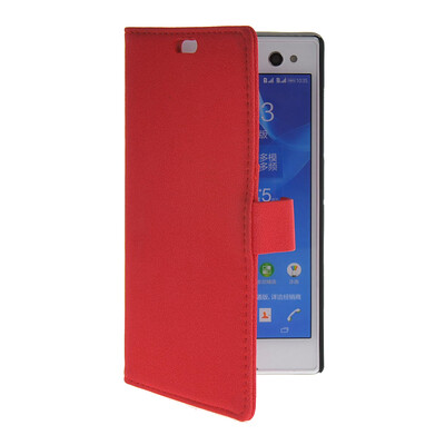 

MOONCASE Slim Leather Side Flip Wallet Card Slot Pouch with Kickstand Shell Back чехол для Sony Xperia C3 Red