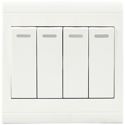 

Schneider switch socket switch panel four open single control switch with fluorescent indicator A5 shiny series white