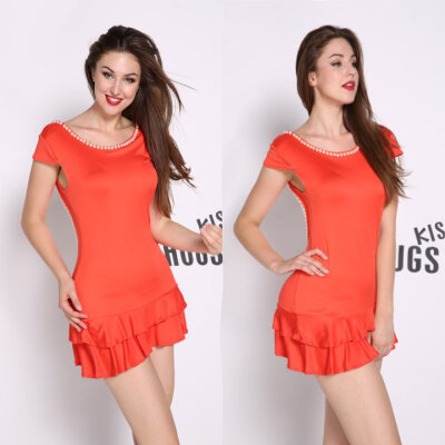 

New Fashion Women Pleated Dress String of Beads Feminine Slim Backless Dress