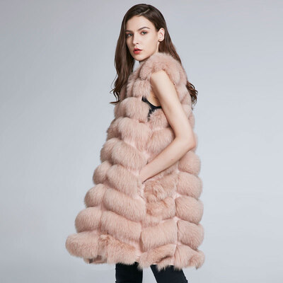 

Womens Coat Winter Fur Collar Natural Fur Fox Coat Season Warmer Waistcoat Leather Coat 2018 New Stripe Fashion Discount