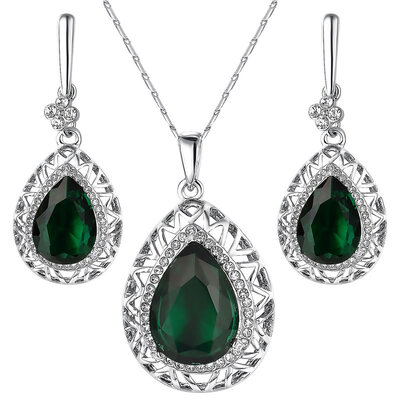 

Yoursfs Vintage Jewelry Set CrystalCZ Earrings Necklace Filigree Design Bridal Jewelry Gift Set
