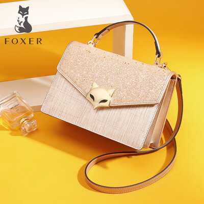 

Golden Fox FOXER handbags cowhide large-capacity shoulder bag Korean version ck wind Messenger bag small square bag 954006F1O gold