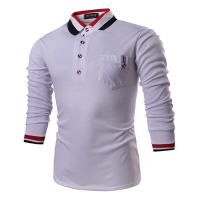 

Zogaa New Mens POLO Shirt Splice Fashion Slim Long Sleeve