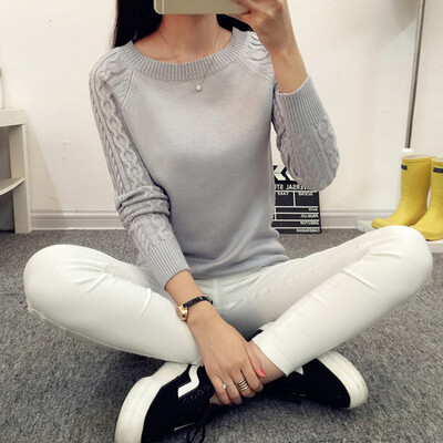 

Long Yue Womens Long Sleeve Sweater Womens 2048 Autumn New Pullover Sweater Shirt Korean Slim Shirt LWYC187309 Black One Size
