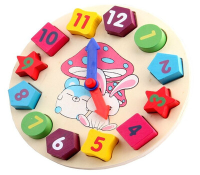 

New Wooden Baby Toys Digital Geometry Clock Blocks