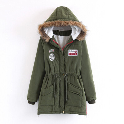 

2018 winter new hooded long-sleeved parkas womens cotton-padded coat