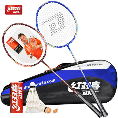 

Double Happiness DHS 2 sticks one badminton racket badminton training badminton racket set E-ES320 send bag 3 ball