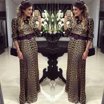 

Lovaru ™ 2015 summer style women fashion maxi leopard dress half sleeves o-neck high quality Soft and comfortable dress hot sale