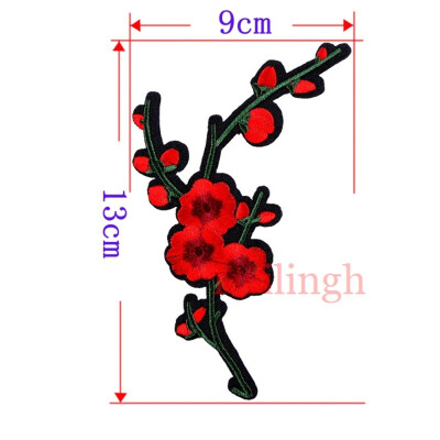 

twilingh Patches Sewing On Iron-On Accessories Red Flower Embroidered Sequined Patches For Women Wedding Dress Clothing